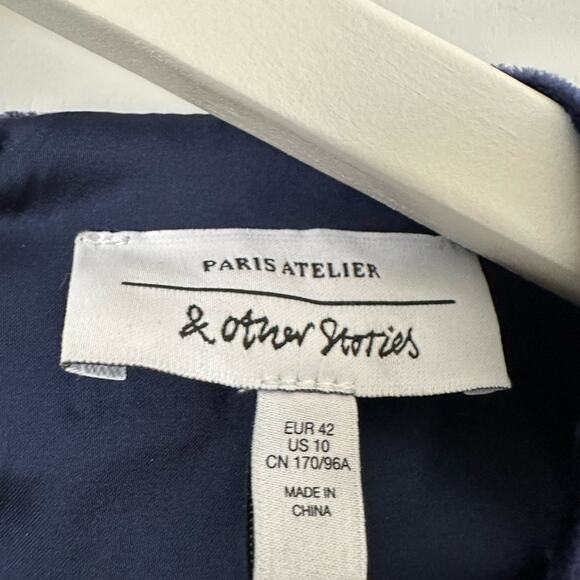 & Other Stores Crushed Velvet Navy Blue Mini Dress size 10 - Picture 6 of 13